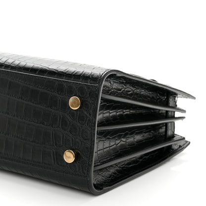 Saint Laurent Calfskin Crocodile Embossed Baby Sac De Jour Black 10 of 10