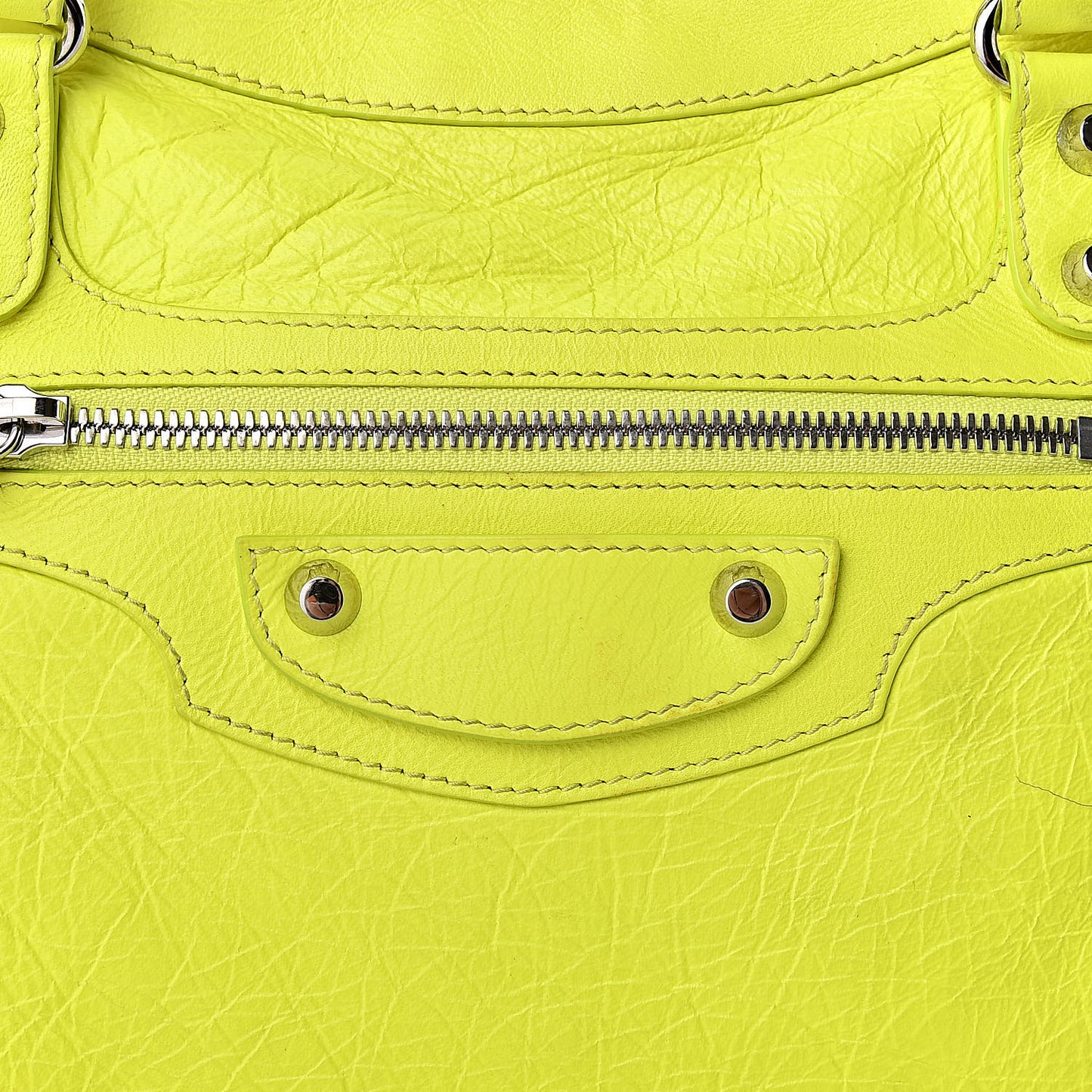Agneau Classic Silver Hardware City Jaune Fluo