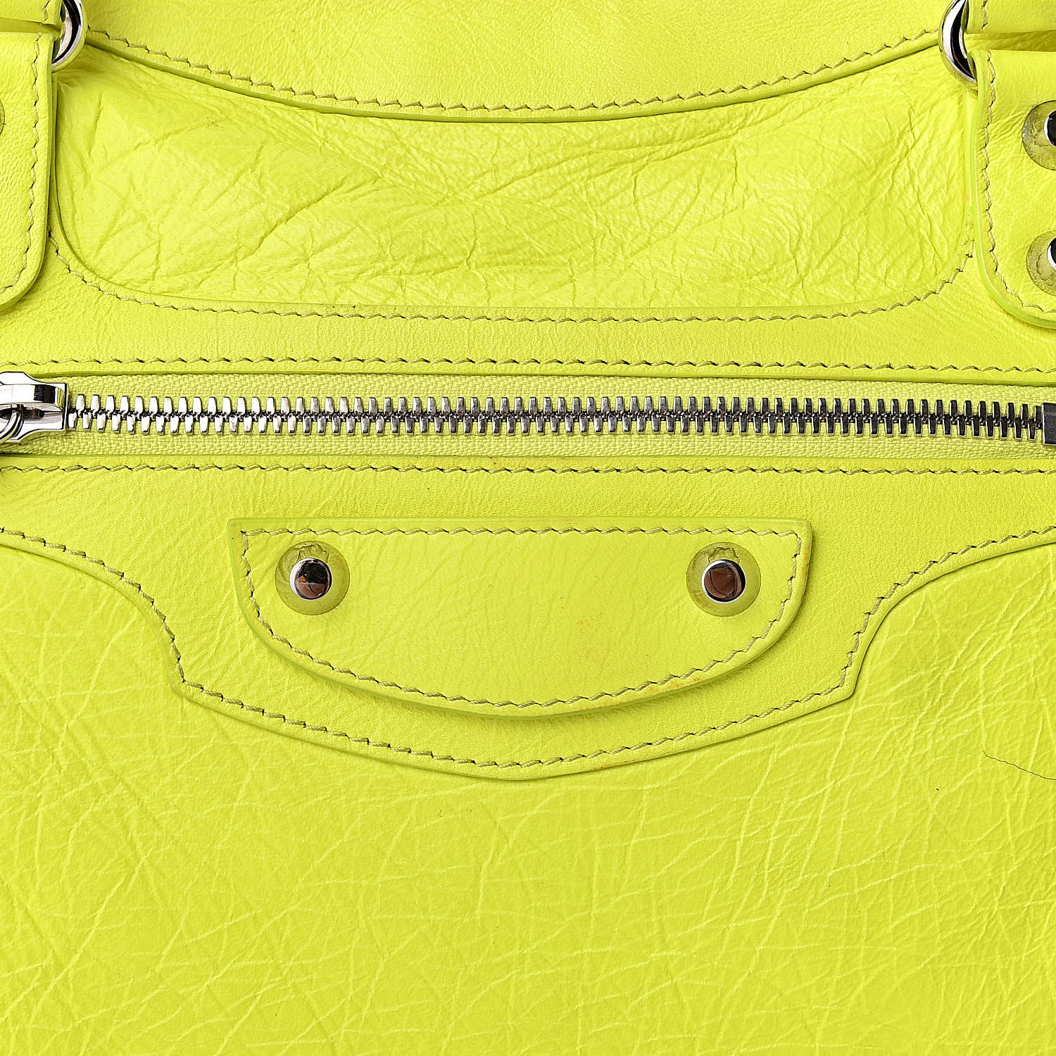Balenciaga Agneau Classic Silver Hardware City Jaune Fluo 8 of 18