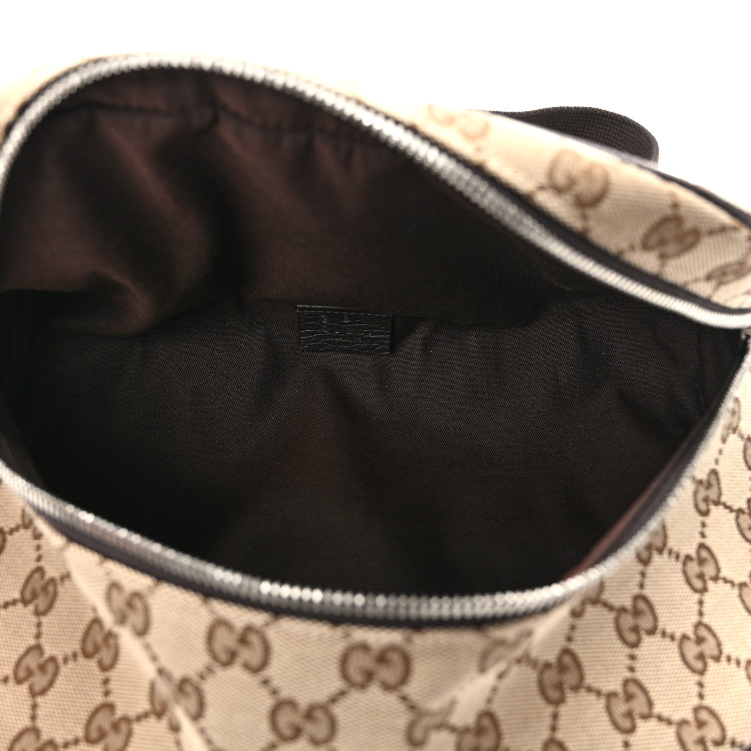 Gucci Monogram Dollar Calfskin Waist Pouch Beige Ebony Testa di Moro Marrone Scuro 5 of 9
