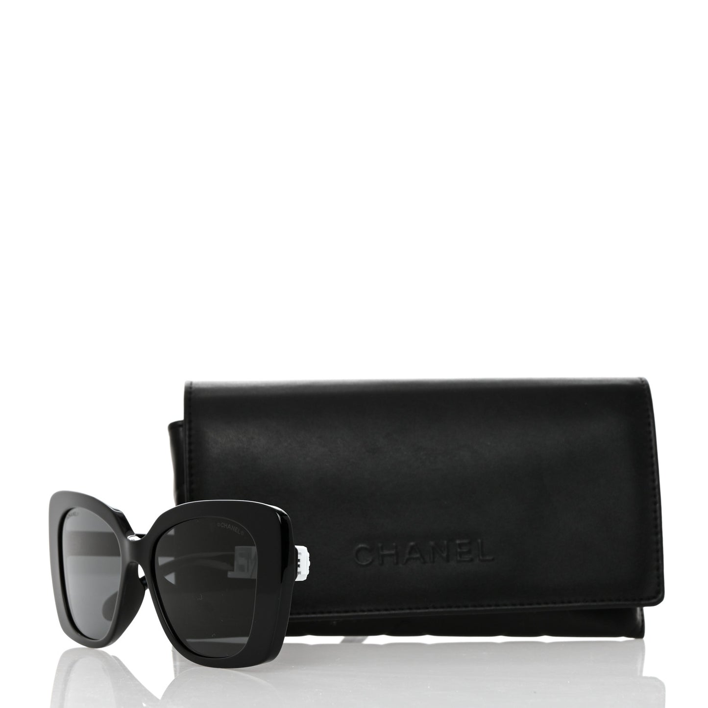 Acetate Strass Square Sunglasses 5422-B-A Black White