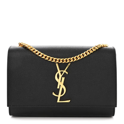 Saint Laurent Grain De Poudre Small Monogram Kate Satchel Black 1 of 12