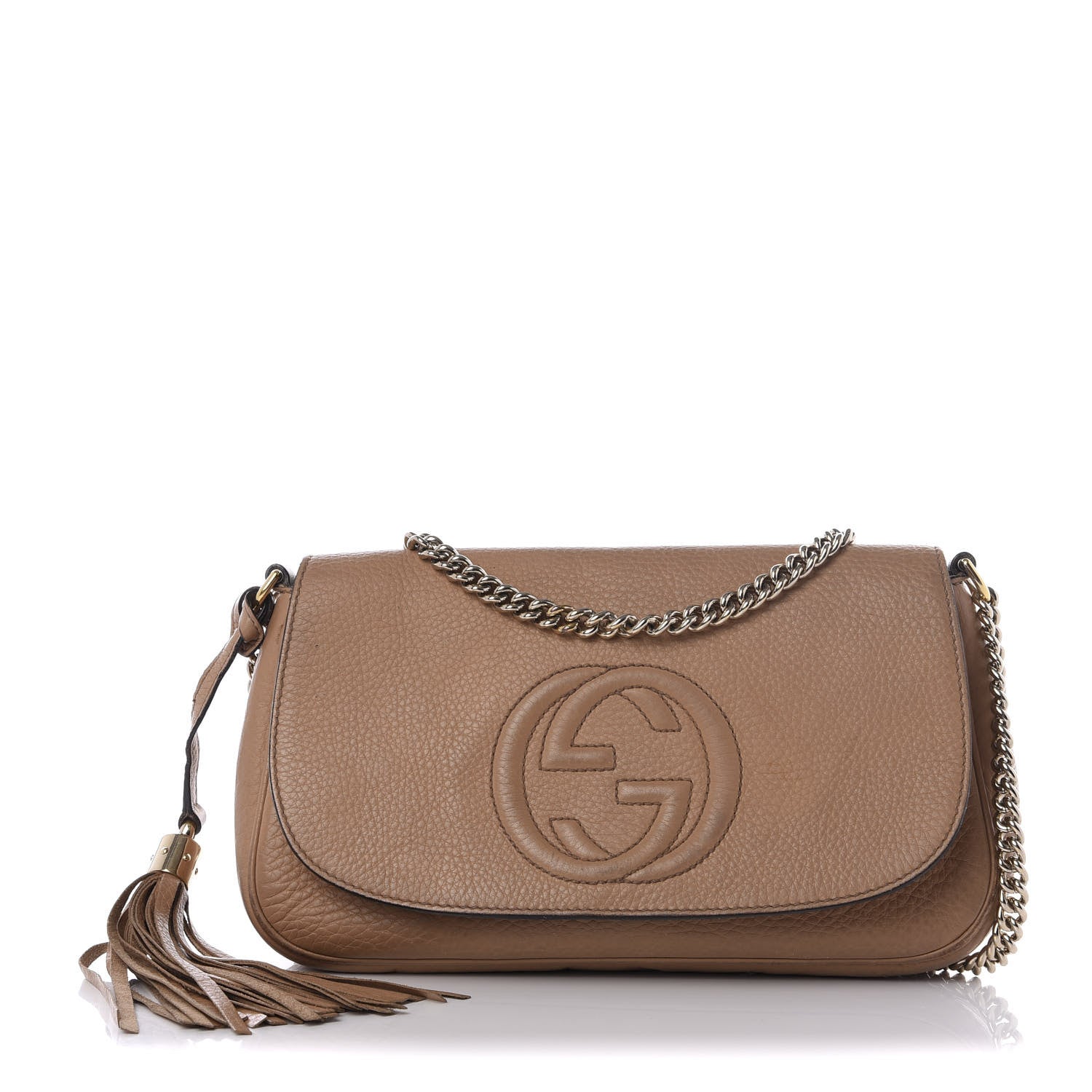 Gucci Pebbled Calfskin Medium Soho Flap Crossbody Camelia 1 of 10