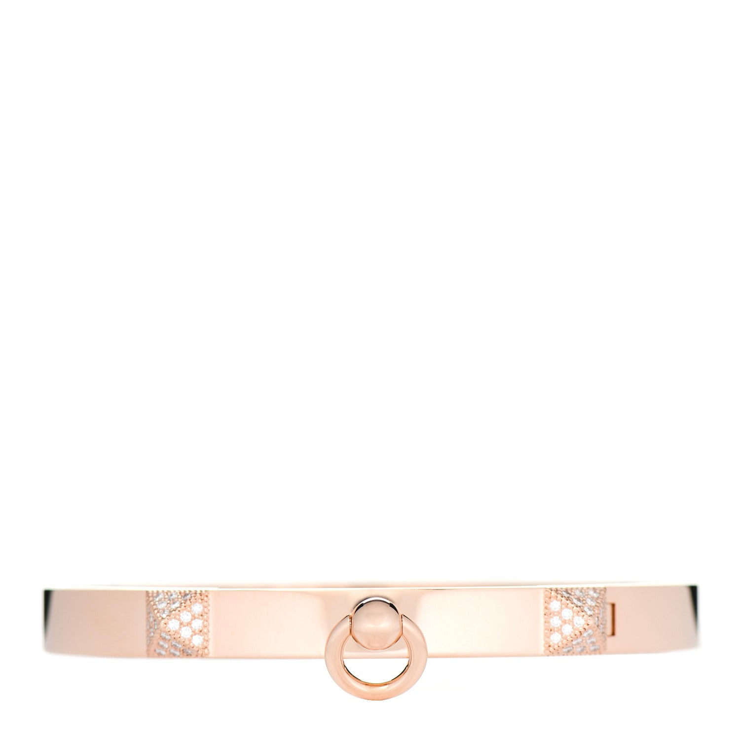 Hermes 18K Rose Gold Diamond PM Collier De Chien Bracelet SH 1 of 5