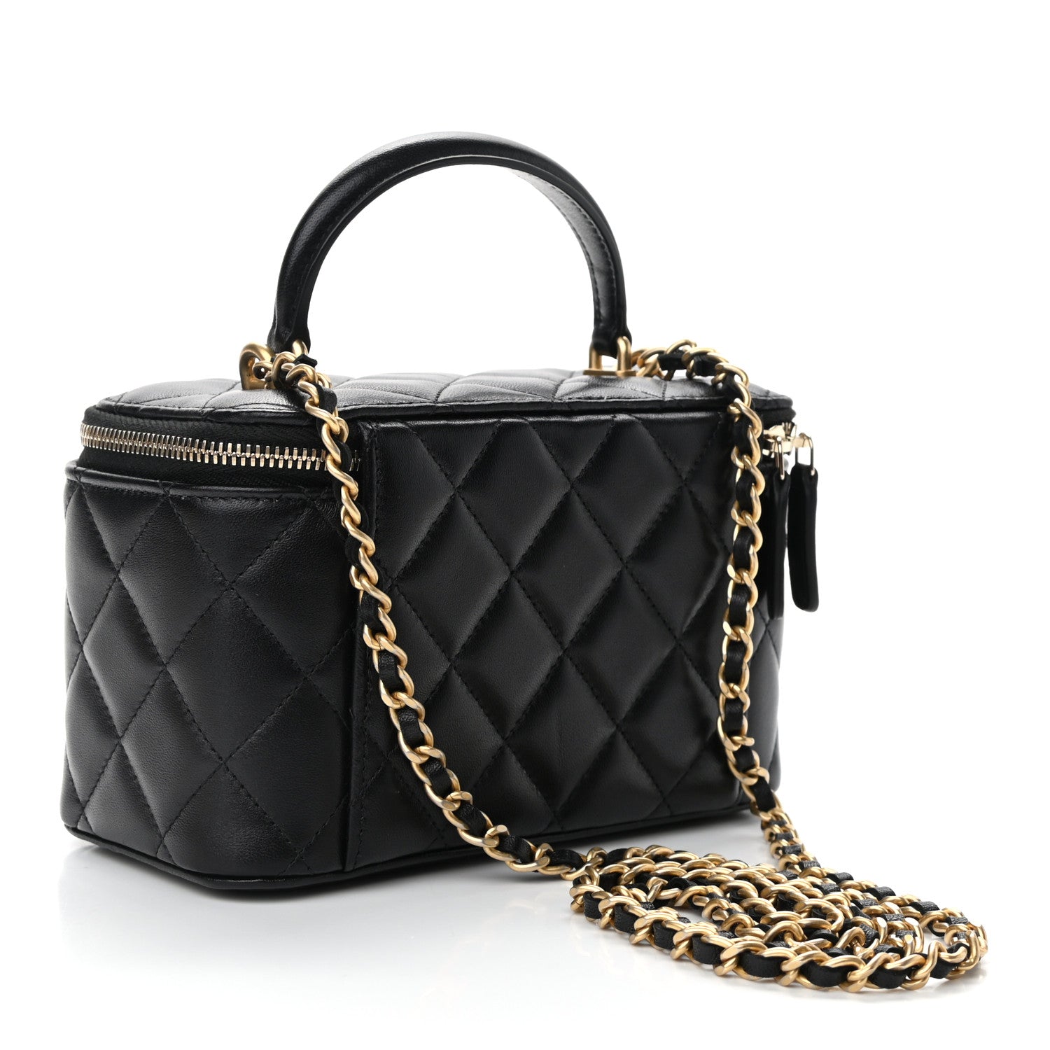 Chanel Lambskin Quilted Small Top Handle Vanity Case With Chain Black 3 of 11