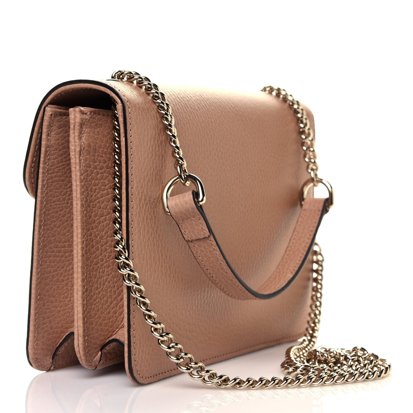 Dollar Calfskin Small Interlocking G Shoulder Bag Camelia