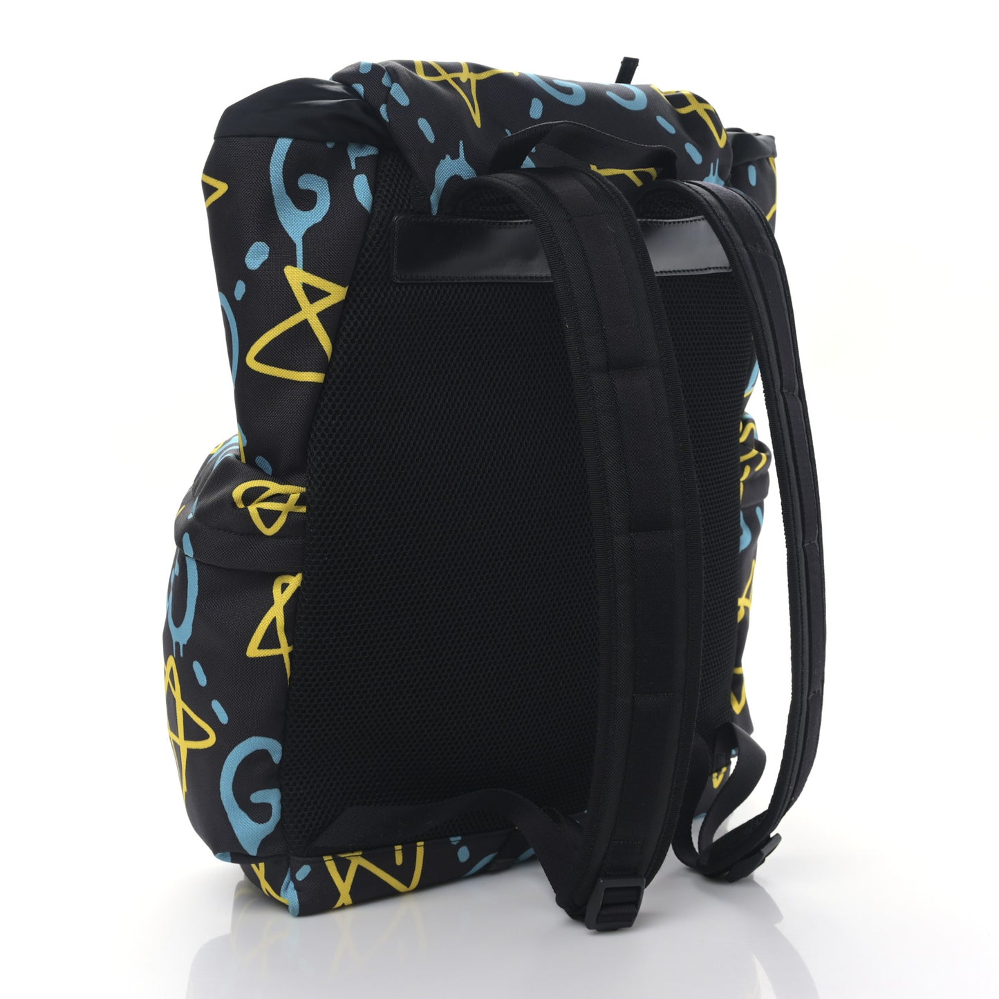 Techno Canvas GucciGhost Double Buckle Backpack Black New Acquamarine
