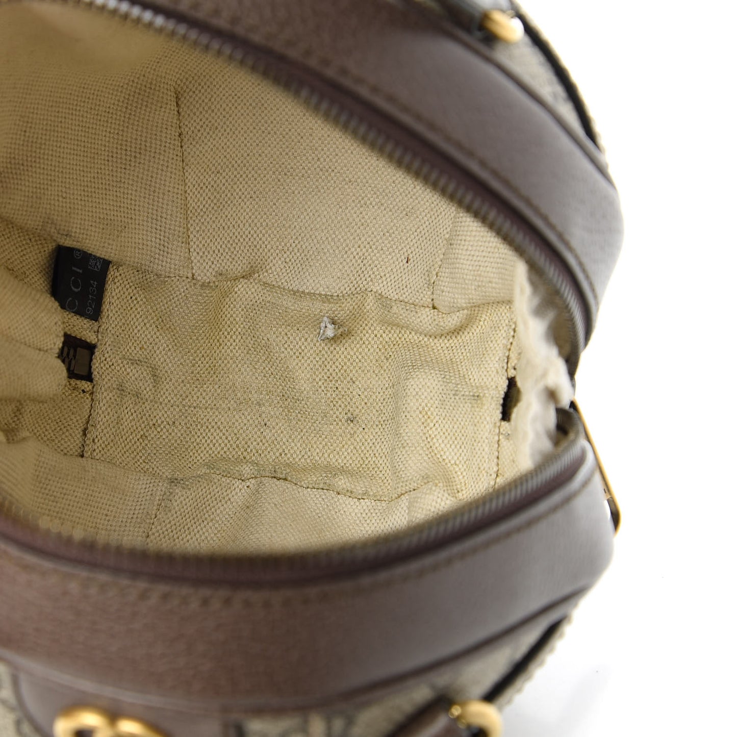 GG Supreme Monogram Textured Dollar Calfskin Web Mini Ophidia Basketball Shaped Shoulder Bag Beige Ebony New Acero