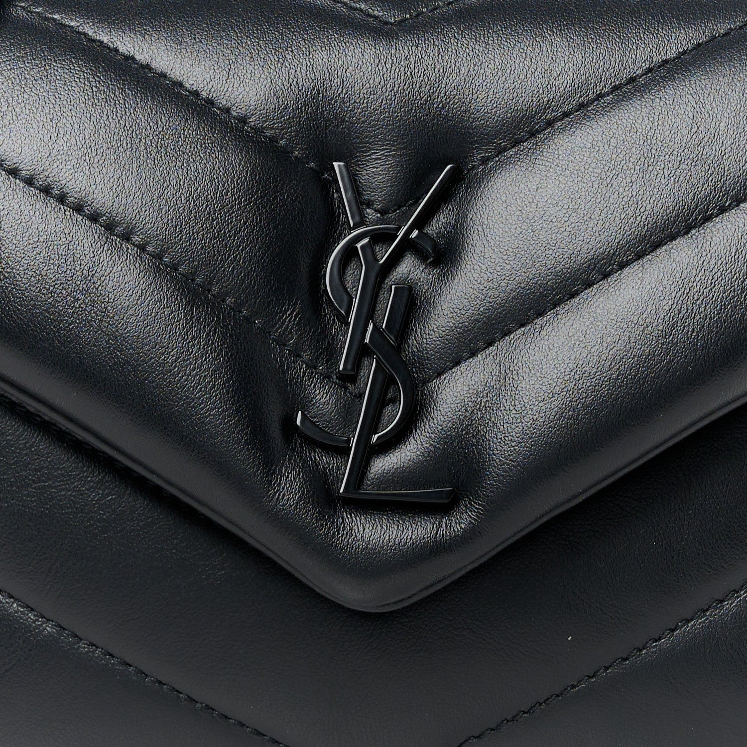 Saint Laurent Calfskin Y Quilted Monogram Monochrome Toy Loulou Crossbody Bag Black 9 of 12