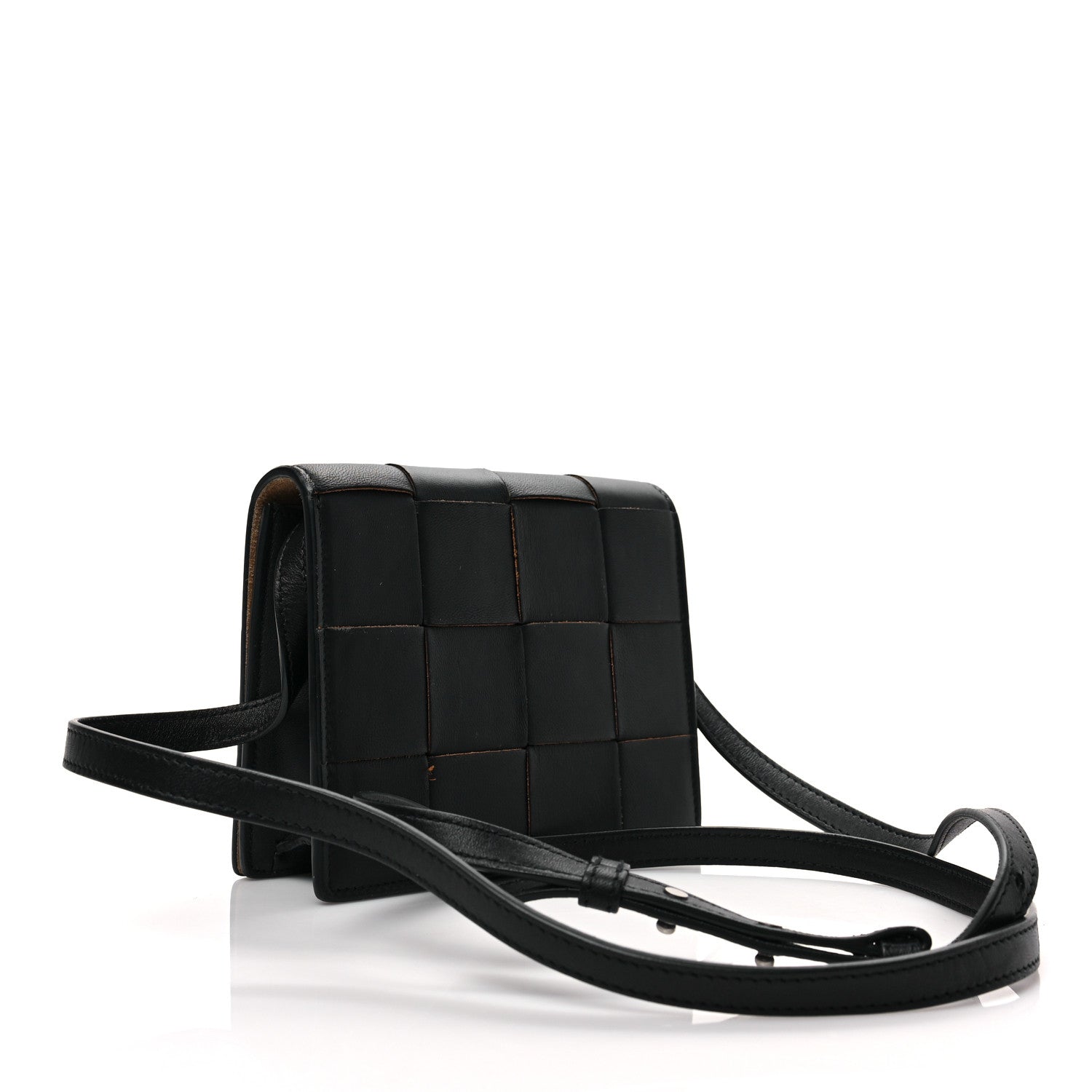 Bottega Veneta Lambskin Maxi Intrecciato Mini Cassette Crossbody Bag Black 5 of 15