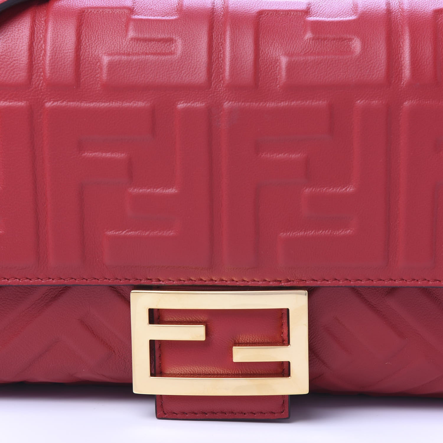 Fendi Nappa FF 1974 Embossed Baguette Fragola 10 of 10