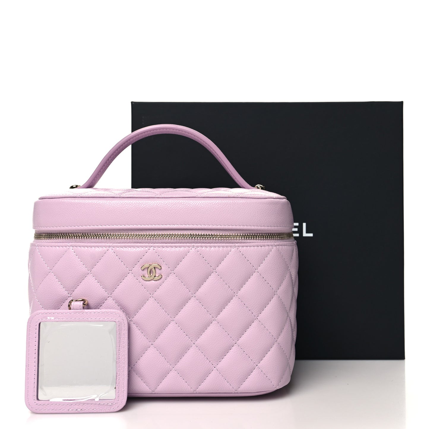 Caviar Quilted Large Vanity Pouch Light Purple