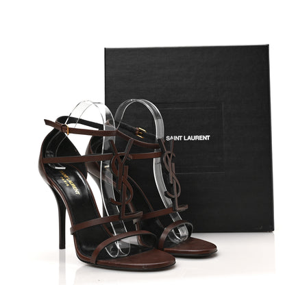 Saint Laurent Calfskin Cassandra 100 Sandals 40 Brown 6 of 7