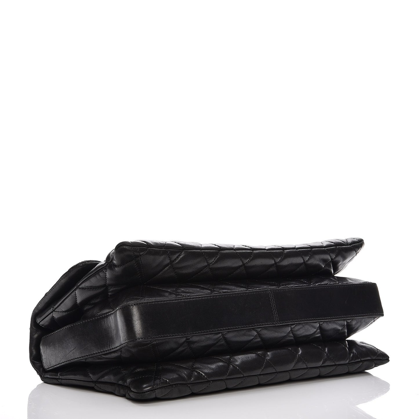 Lambskin Quilted Maxi 3 Flap Black