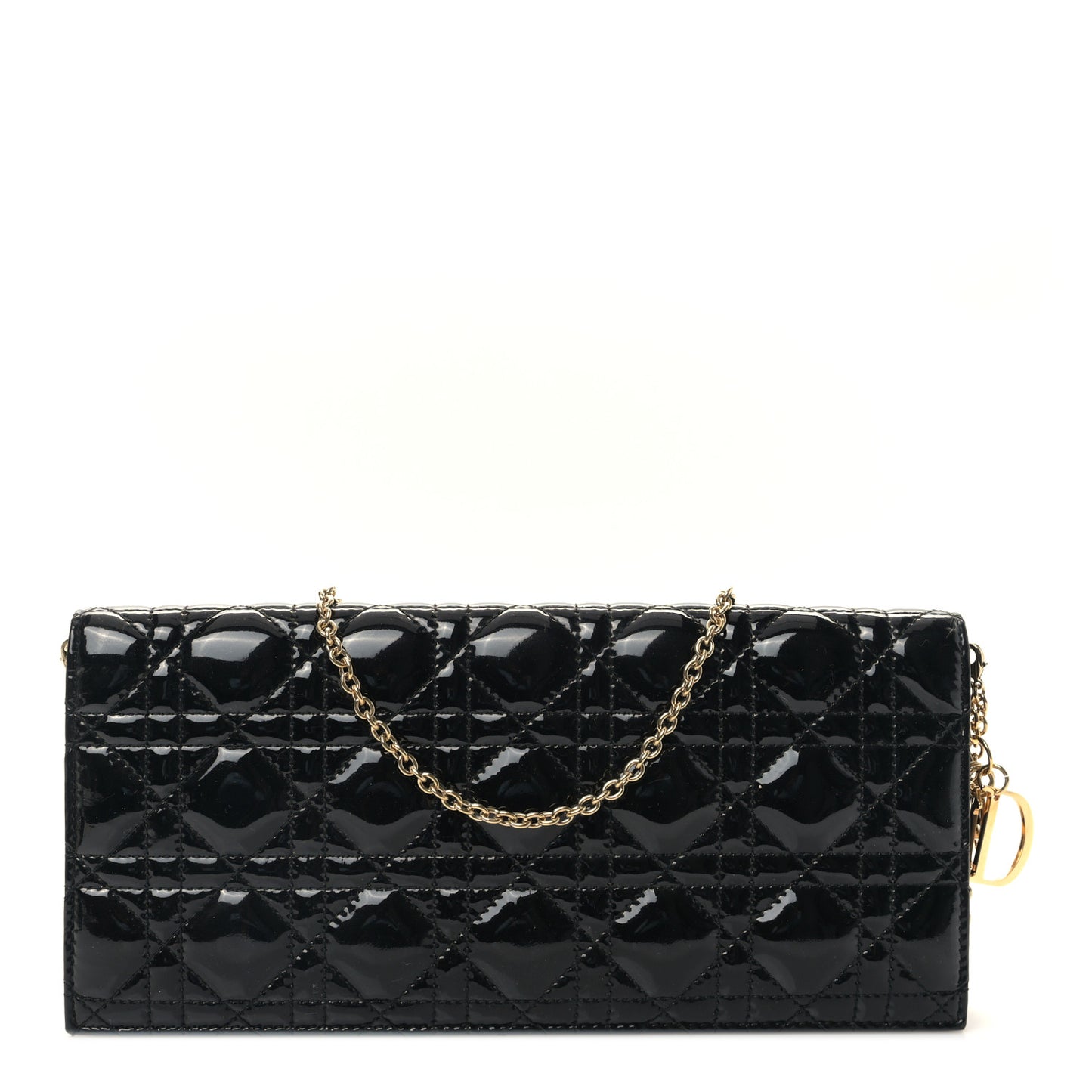 Patent Cannage Lady Dior Convertible Clutch Black