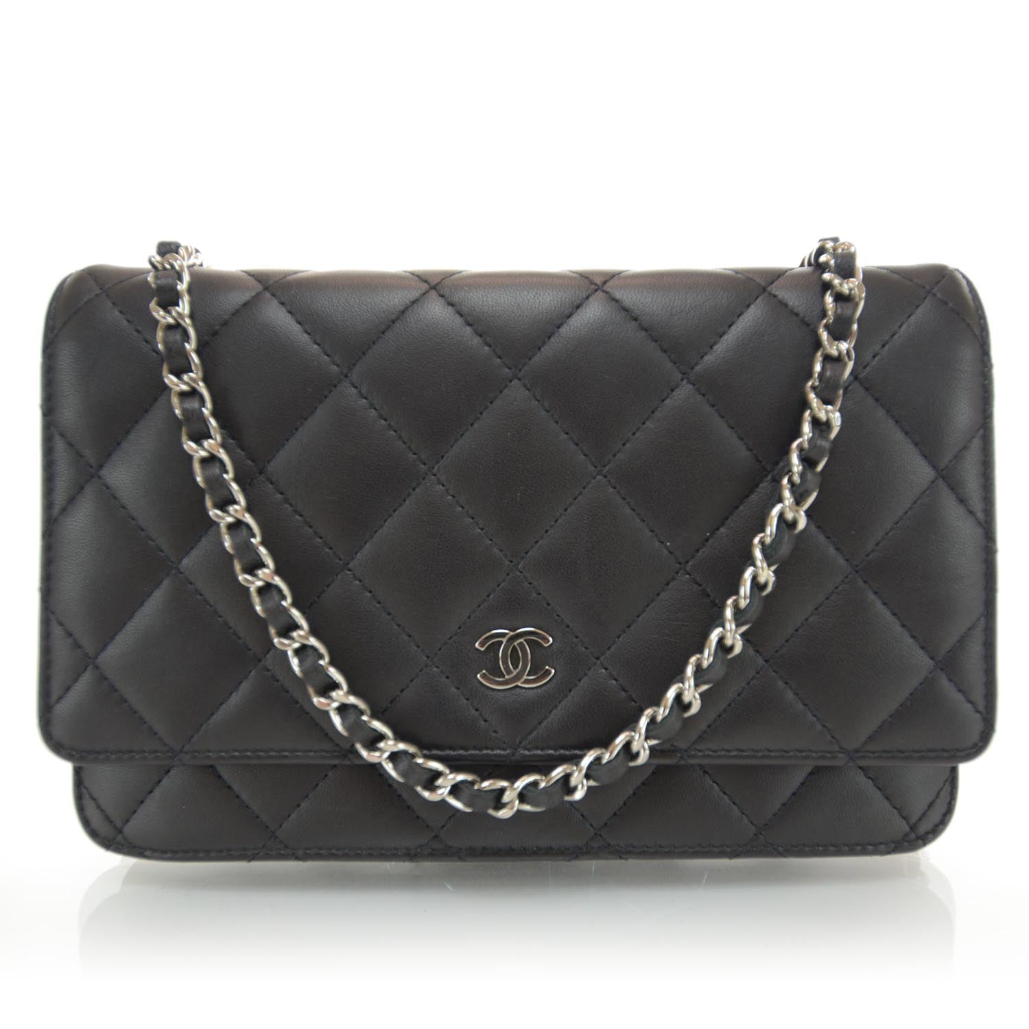 Chanel Lambskin Quilted Wallet On Chain Black 1 of 9