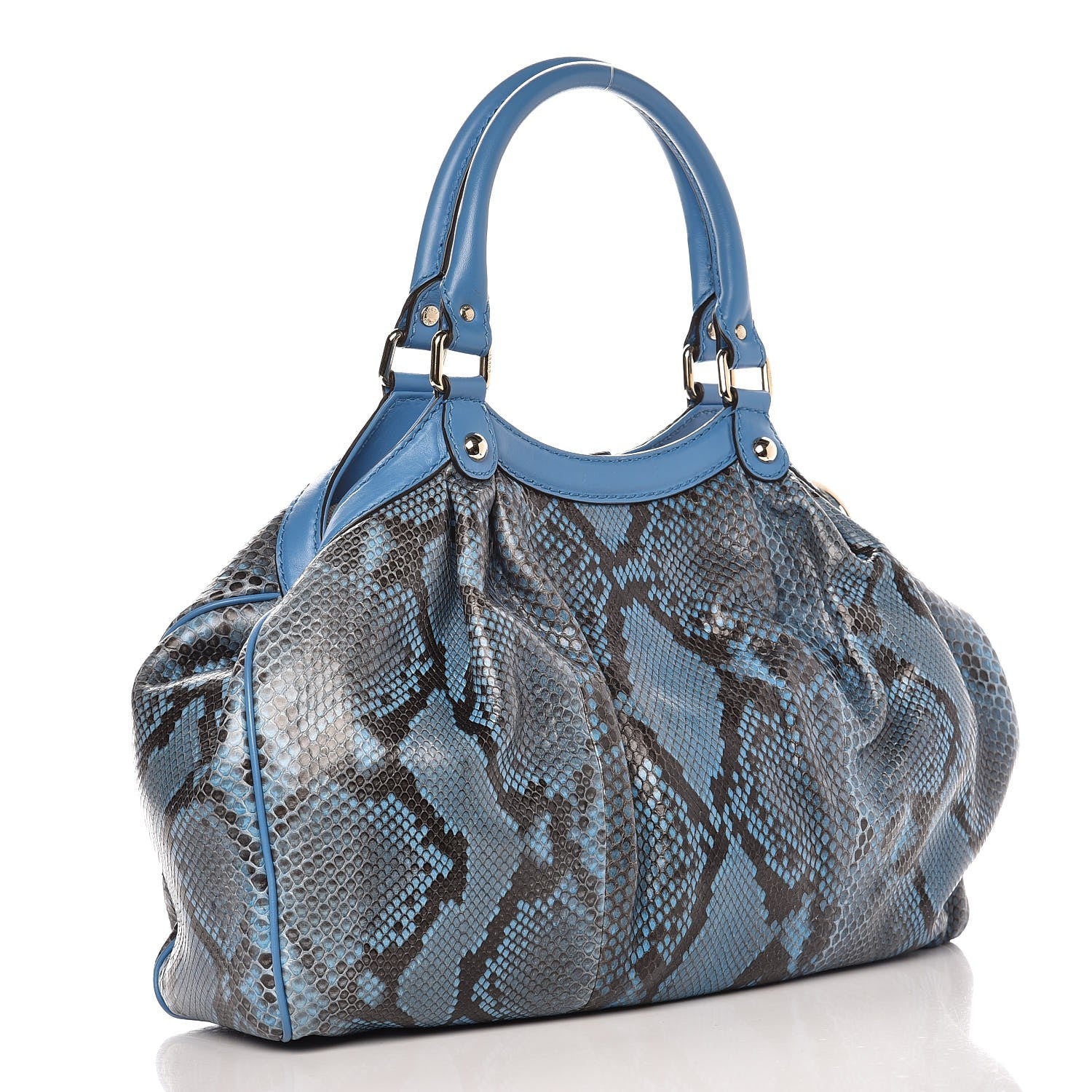 Gucci Python Medium Sukey Tote Blue 3 of 8