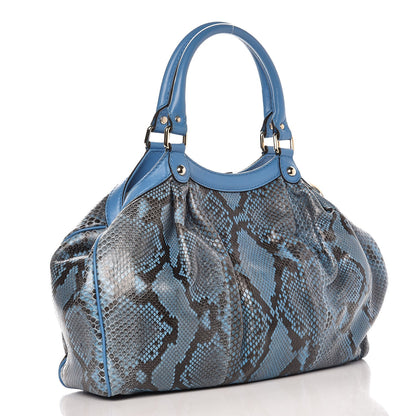 Gucci Python Medium Sukey Tote Blue 3 of 8