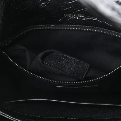 Saint Laurent Crinkled Calfskin Matelasse Monogram Medium Niki Chain Satchel Black 9 of 10