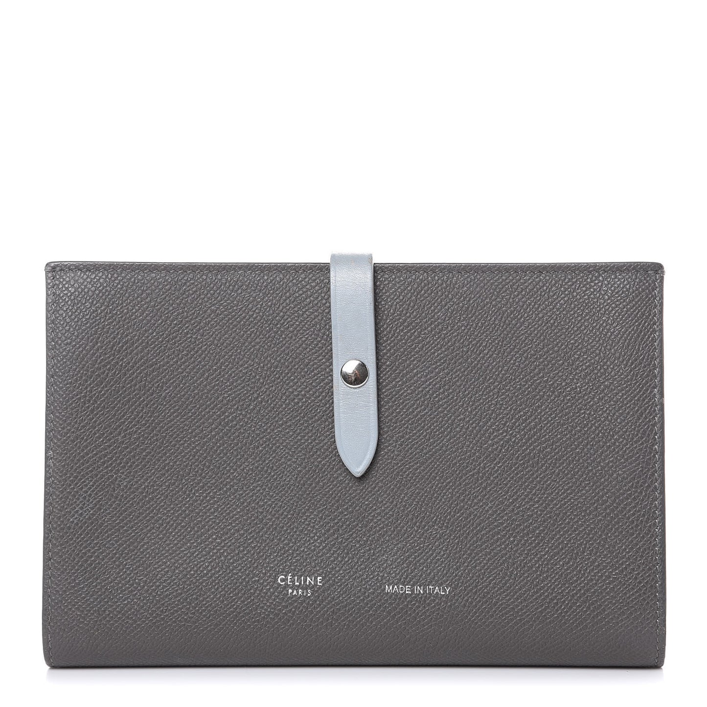 Grained Calfskin Large Multifunction Strap Wallet Pebble Mineral
