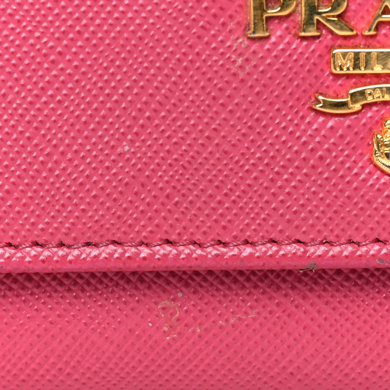 Prada Saffiano Metal Oro Chain Wallet Ibisco 16 of 16