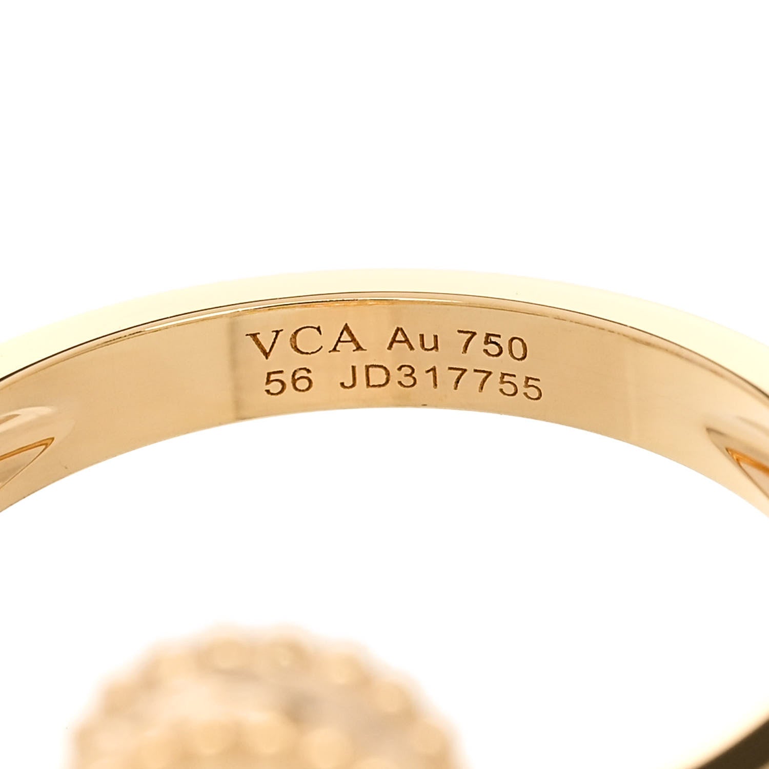 Van Cleef & Arpels 18K Yellow Gold Guilloche Vintage Alhambra Ring 56 7.5 5 of 6