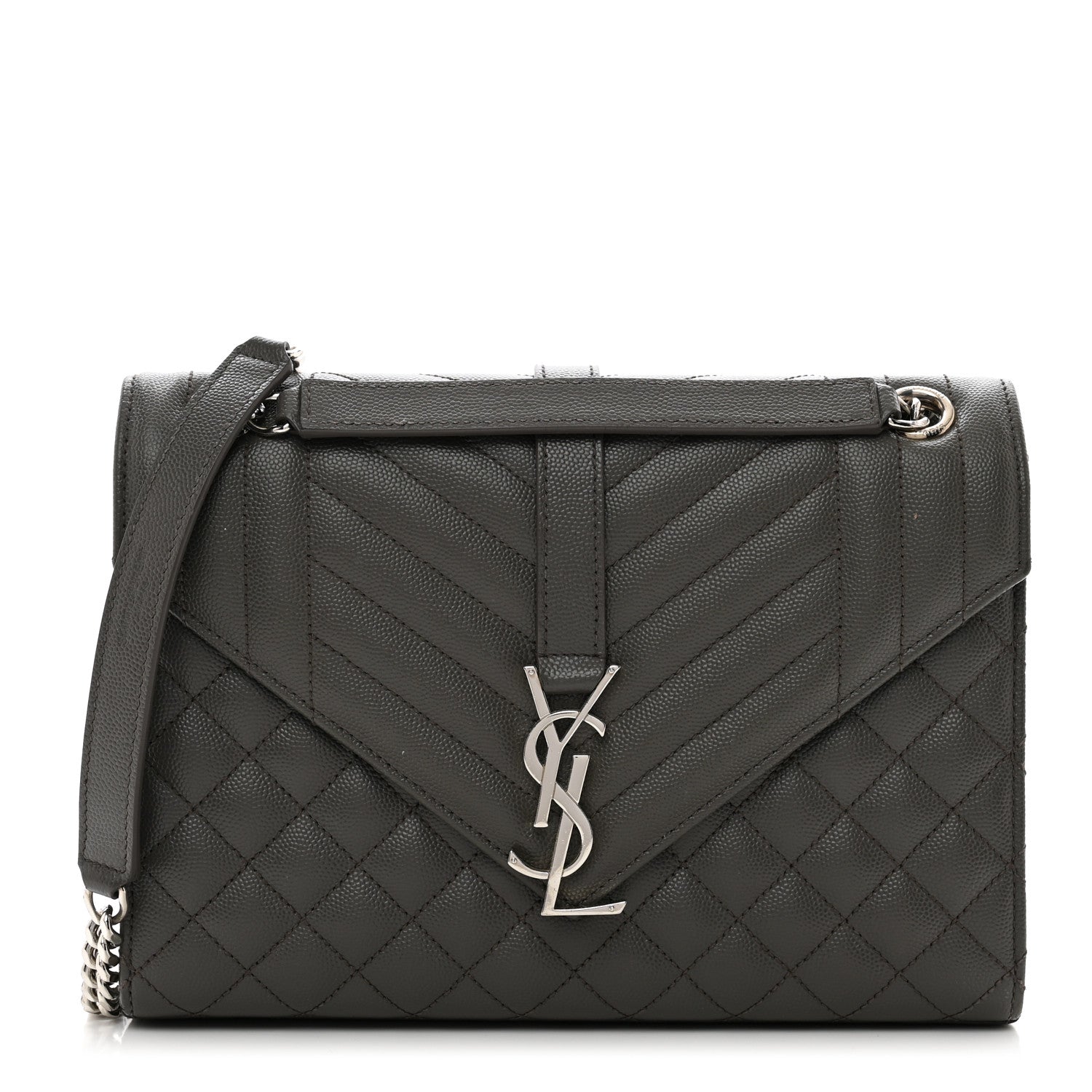 Saint Laurent Grain De Poudre Textured Mixed Matelasse Medium Triquilt Monogram Satchel Earth 1 of 12