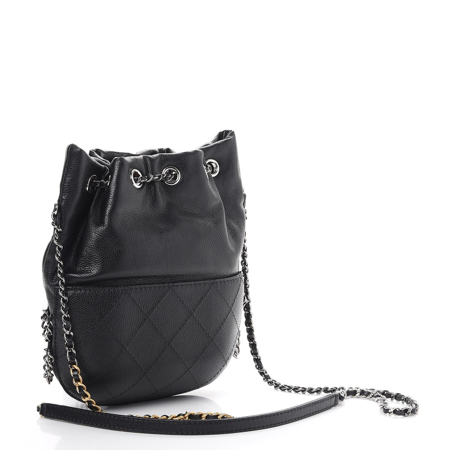 Chanel Calfskin Quilted Small Gabrielle Bucket Black 3 of 9