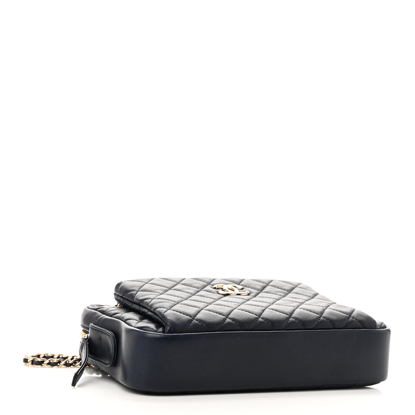 Lambskin Quilted Camera Case Navy