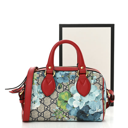 Gucci GG Supreme Monogram Blooms Mini Boston Navy Blue Hibiscus 13 of 13