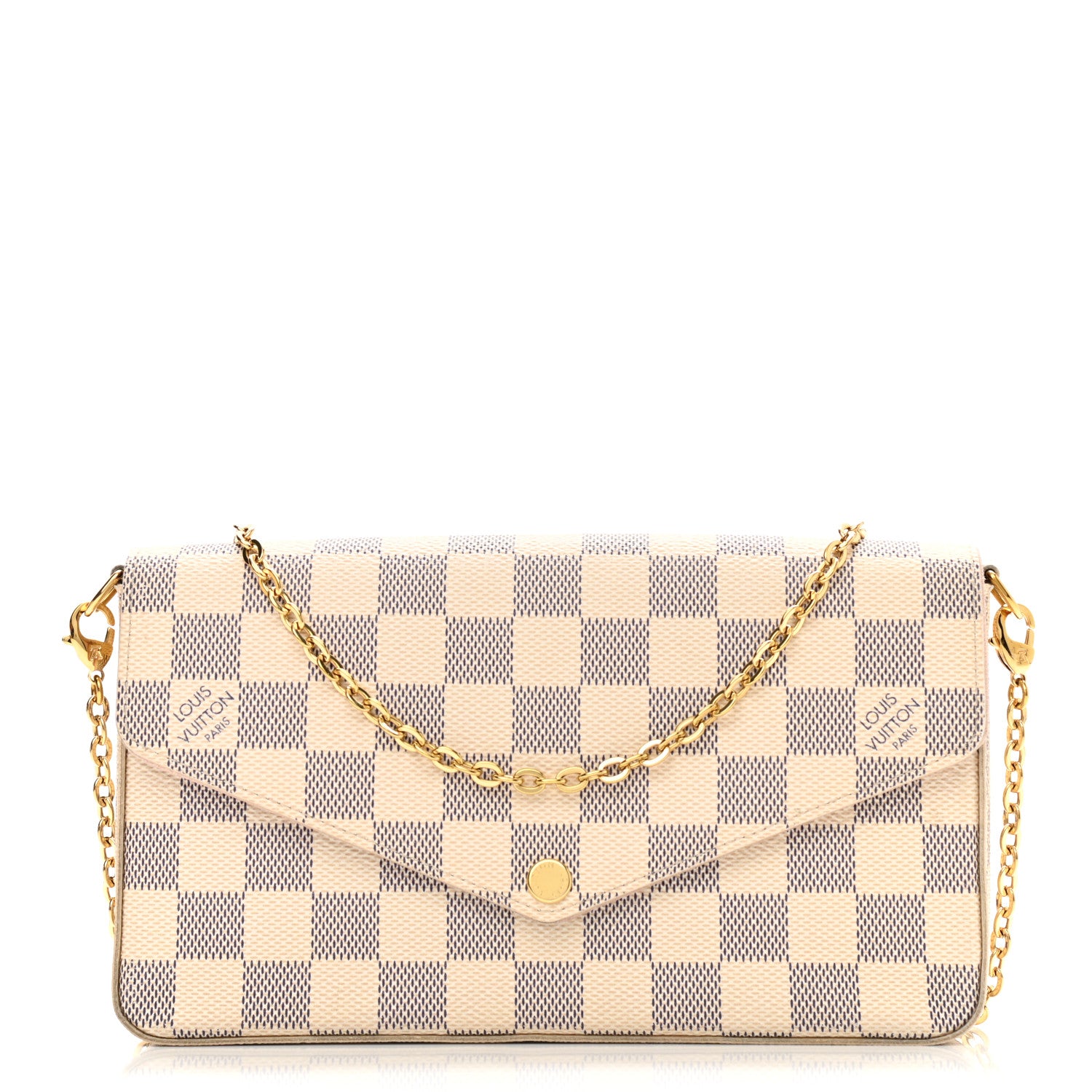 Louis Vuitton Damier Azur Pochette Felicie Chain Wallet Rose Ballerine 3 of 12