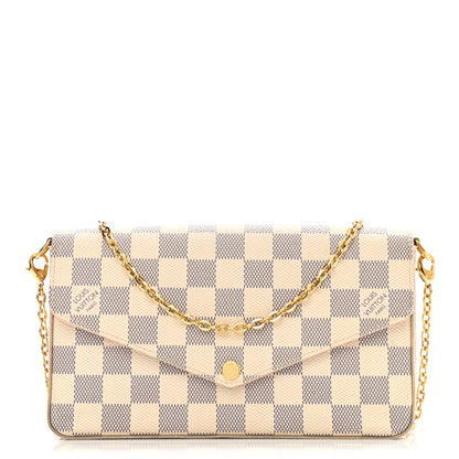 Louis Vuitton Damier Azur Pochette Felicie Chain Wallet Rose Ballerine 3 of 12