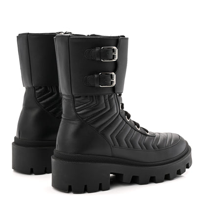 Gucci Nappa Frances GG Matelasse Platform Combat Boots 36 Black 4 of 10