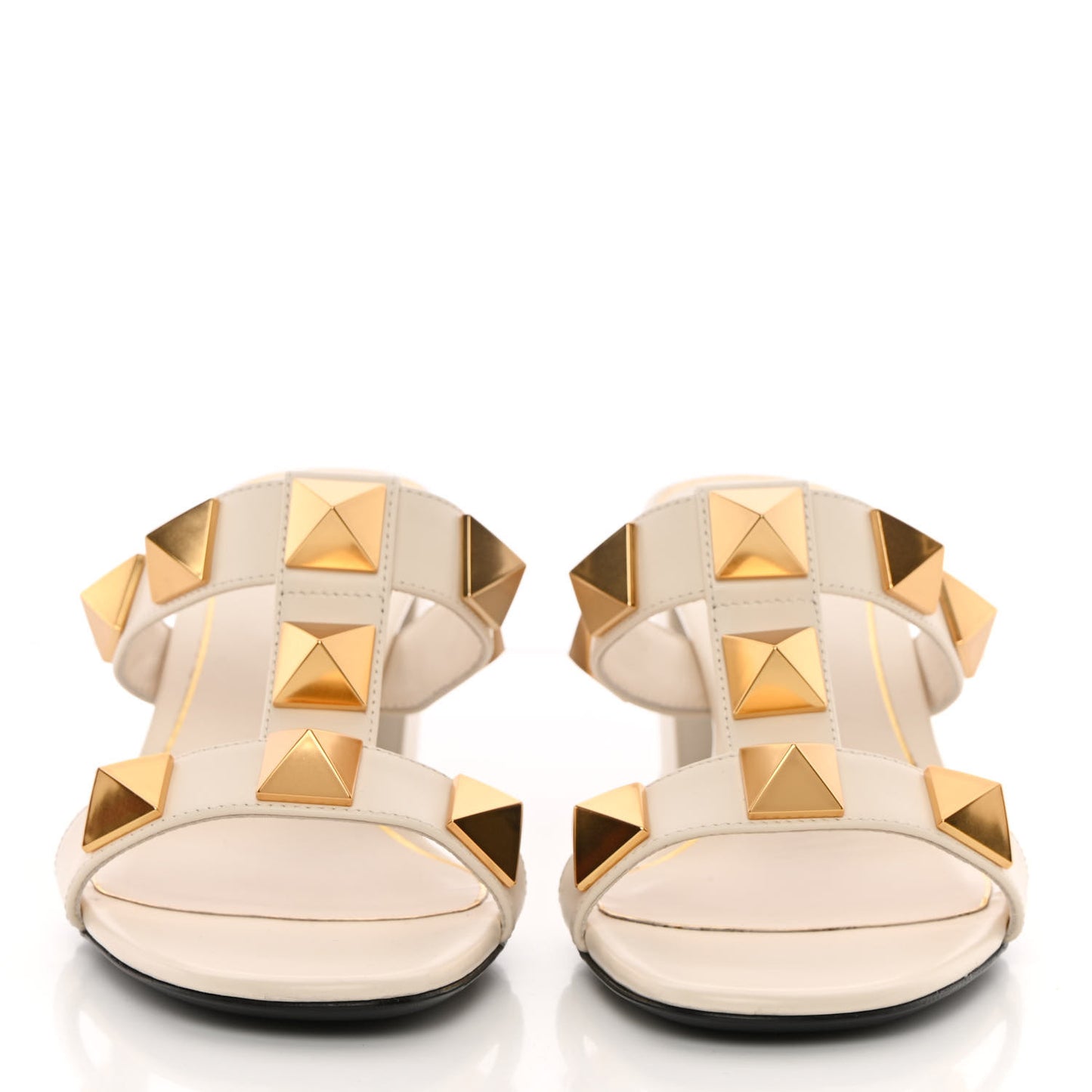 Calfskin Roman Stud 60mm Slide Sandals 37.5 Ivory