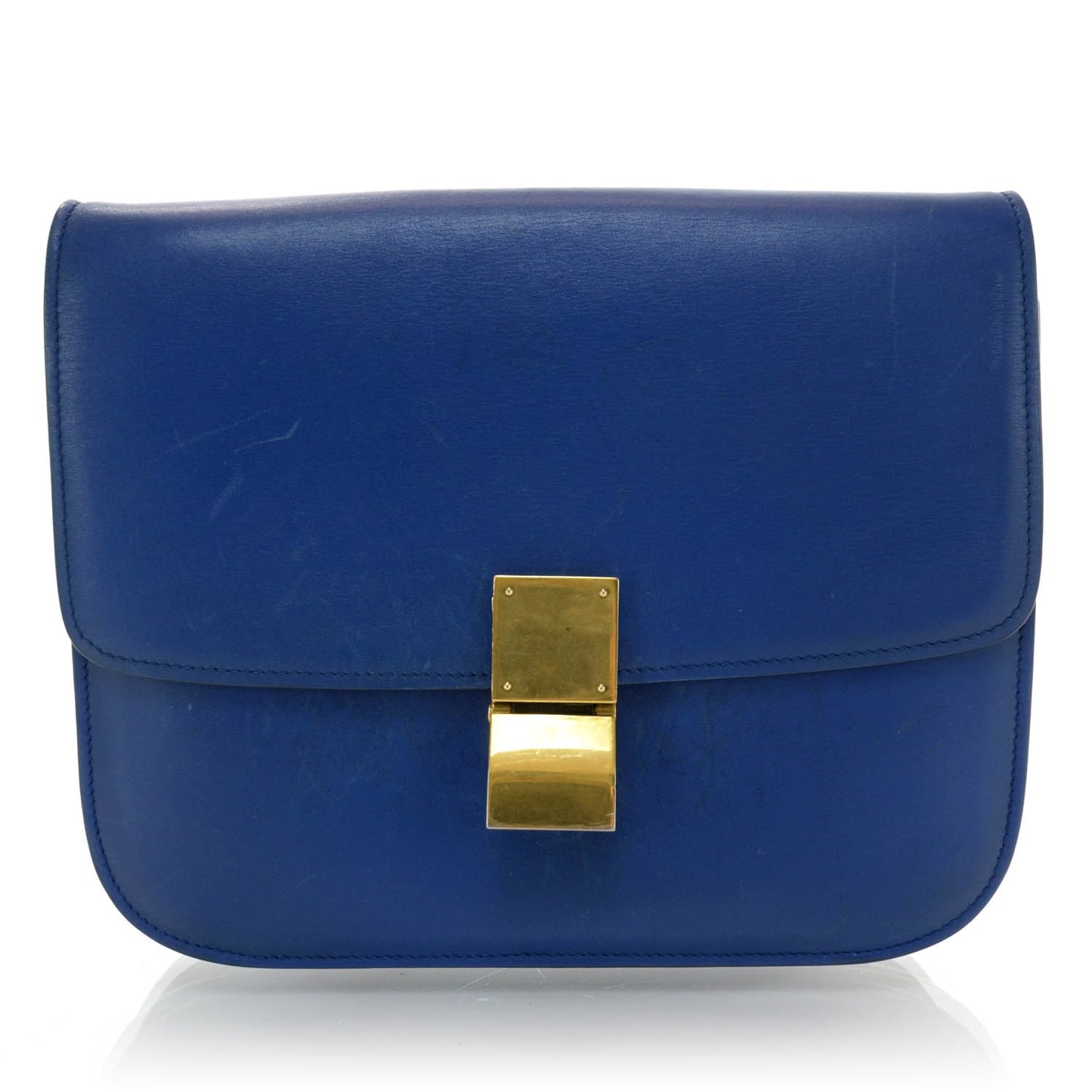 Leather Medium Classic Box Flap Bag Blue