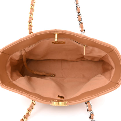 Chanel Lambskin Quilted Chanel 19 East West Shopping Bag Brown 5 of 11