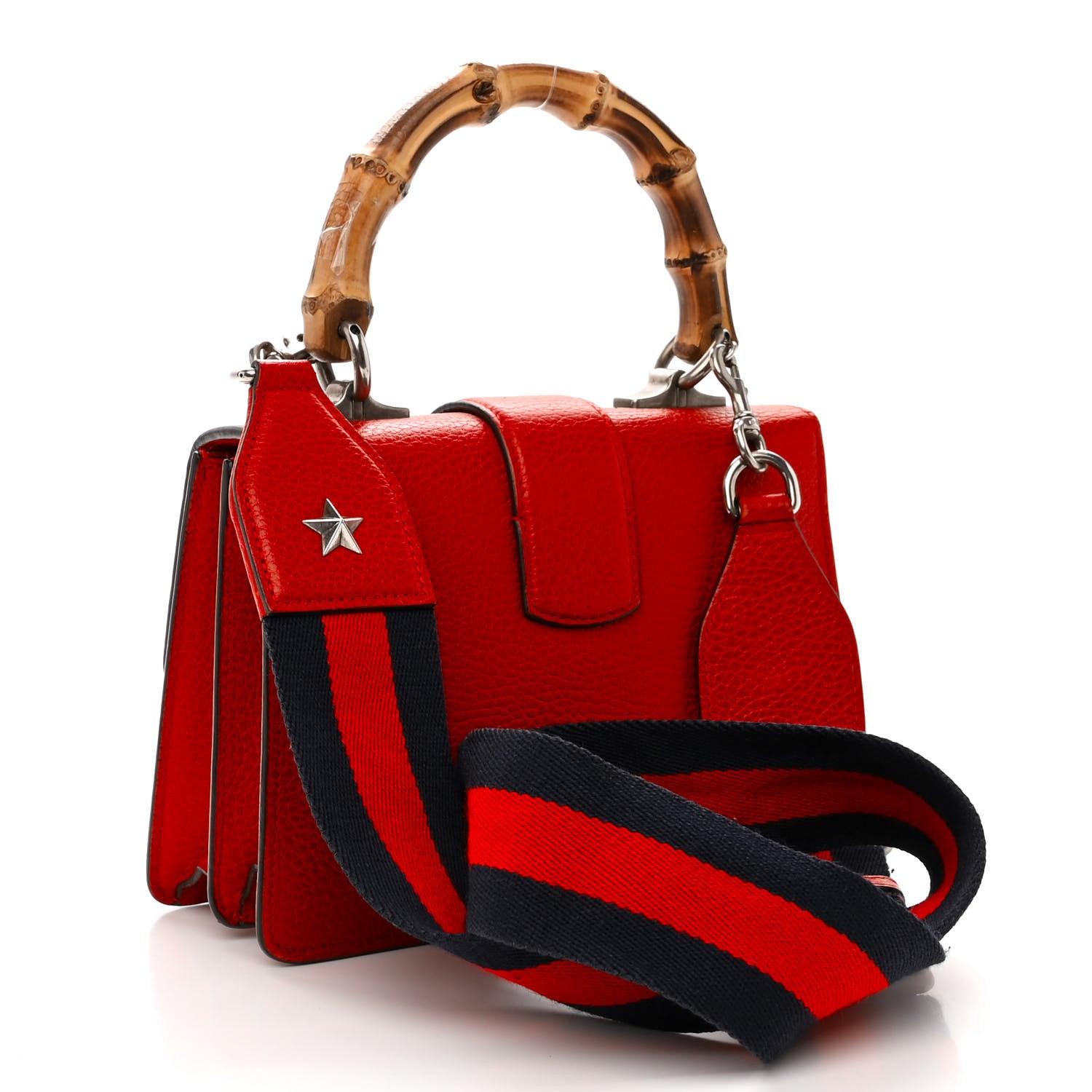 Gucci Dollar Calfskin Crystal Web Mini Dionysus Bamboo Top Handle Bag Hibiscus Red 3 of 15