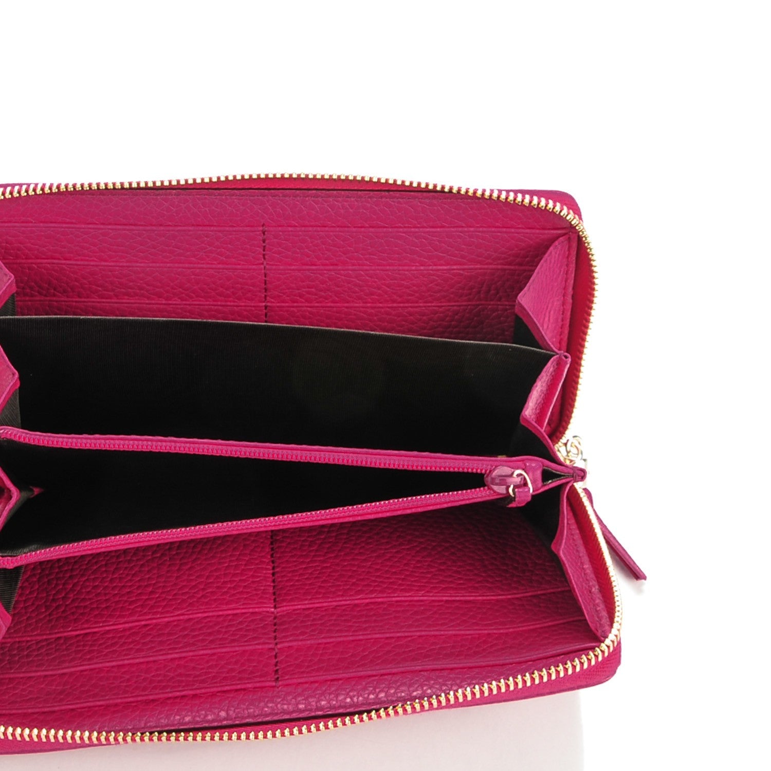 Gucci Pebbled Calfskin Soho Zip Around Wallet Bright Bougainvillea 5 of 7