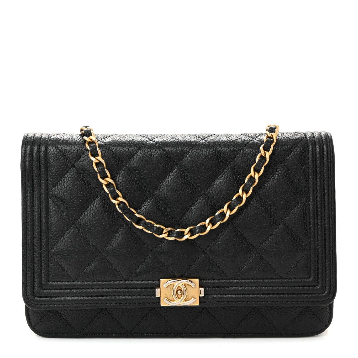 Chanel Caviar Quilted Boy Wallet On Chain WOC Black 1 of 12
