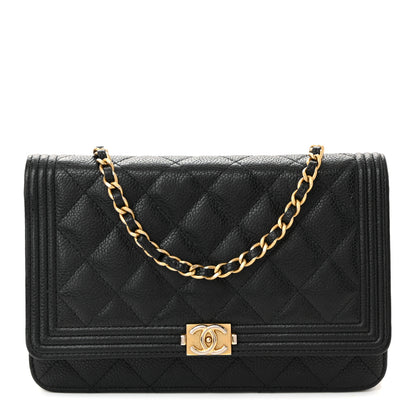Chanel Caviar Quilted Boy Wallet On Chain WOC Black 1 of 12