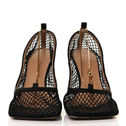 Bottega Veneta Mesh Calfskin Chain Stretch Pumps 37.5 Black 2 of 8
