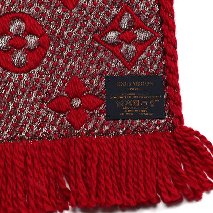Louis Vuitton Wool Silk Logomania Shine Scarf Rubis 4 of 4