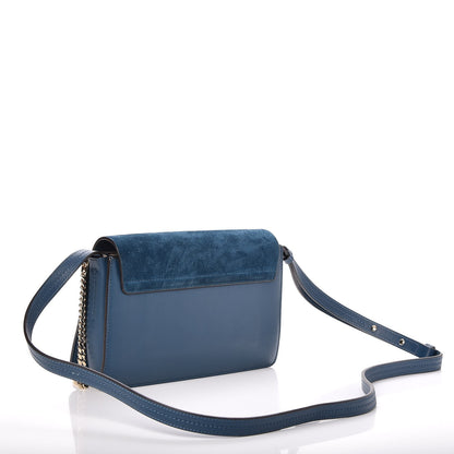 Chloe Suede Calfskin Small Faye Shoulder Bag Majolica Blue 3 of 7