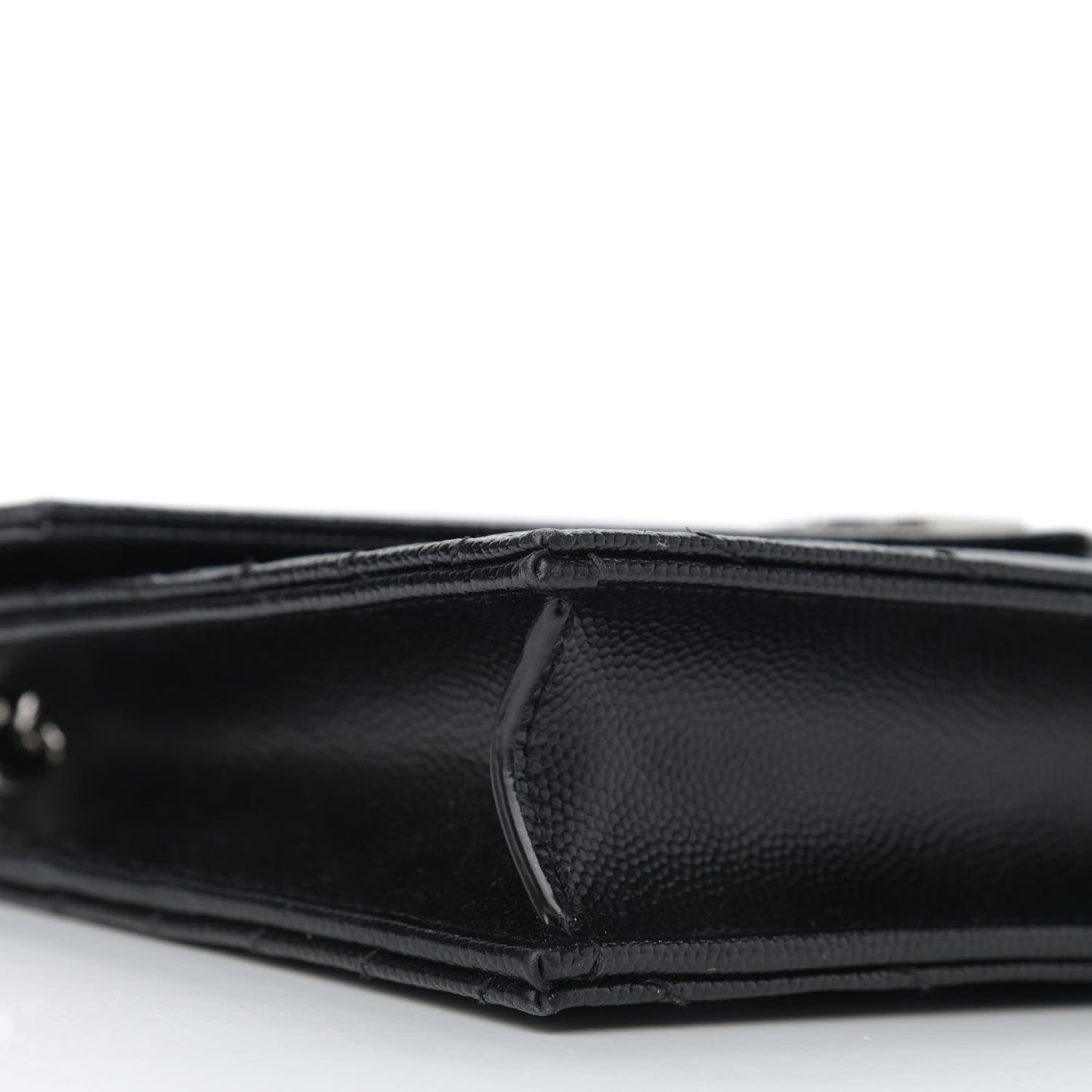 Grain De Poudre Matelasse Chevron Monogram Envelope Chain Wallet Black