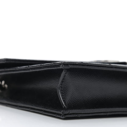 Saint Laurent Grain De Poudre Matelasse Chevron Monogram Envelope Chain Wallet Black 8 of 10