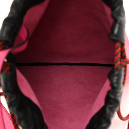 Gucci Grained Calfskin Logo Drawstring Backpack Box Pink Green Black 6 of 13