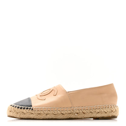 Chanel Lambskin CC Espadrilles 36 Beige Black 1 of 14