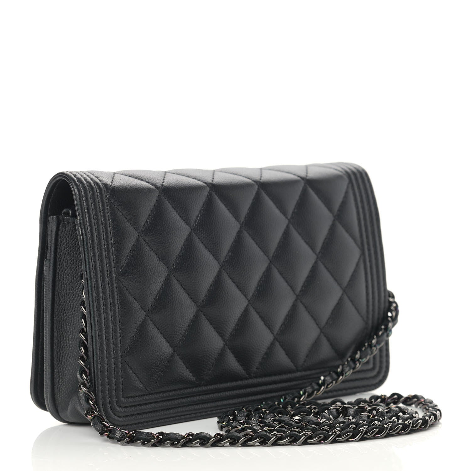 Chanel Caviar Quilted Boy Wallet On Chain WOC So Black 3 of 13