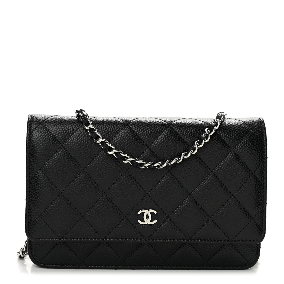 Caviar Quilted Wallet on Chain WOC Black