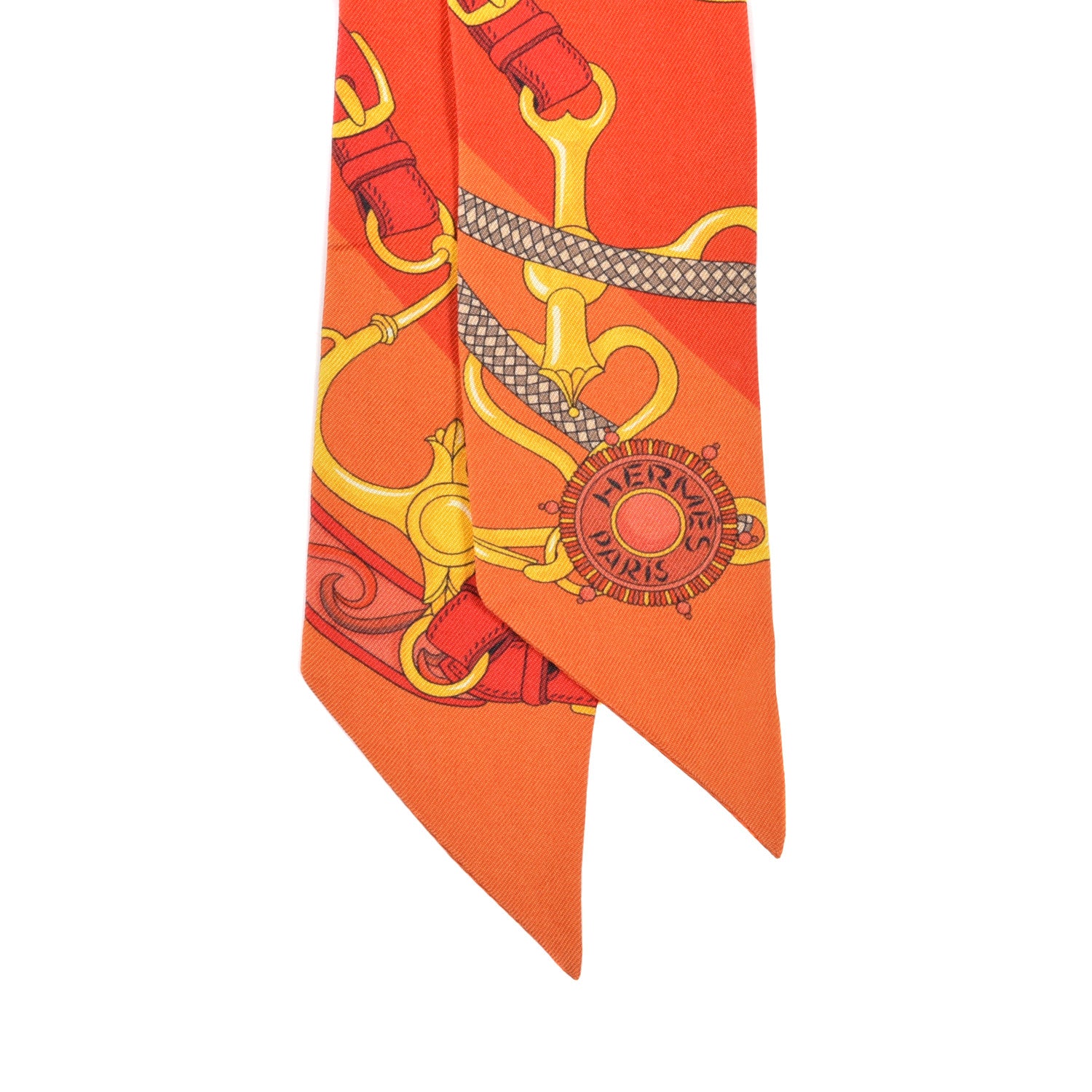Hermes Silk Festival des Amazones Twilly Orange Vermilion Golden Yellow 2 of 4